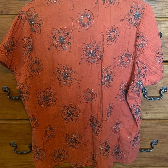 Dressbarn Terracotta Embroidered Blouse - Picture 2 of 4